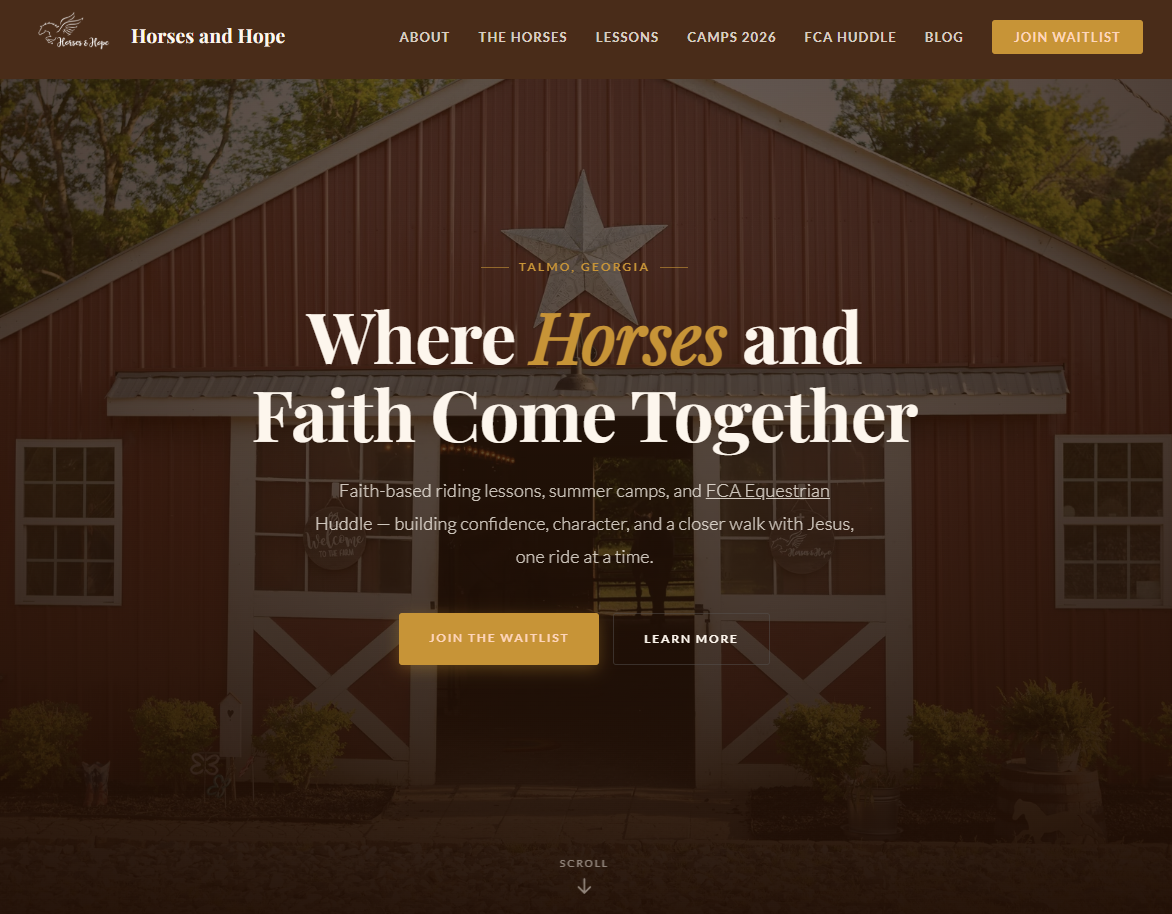 Horses and Hope website screenshot